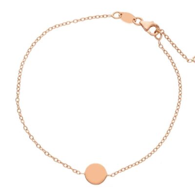 Bracciale Donna in Oro Rosa 750 con Piastrina Rotonda