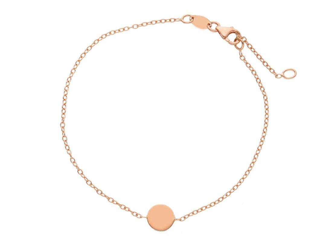 Bracciale Donna in Oro Rosa 750 con Piastrina Rotonda
