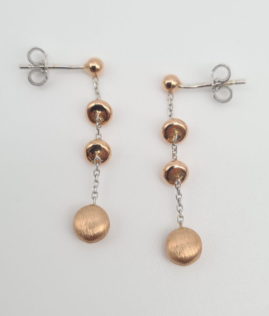 Orecchini Pendenti Donna in Oro Bianco e Rosa 750 - immagine 2
