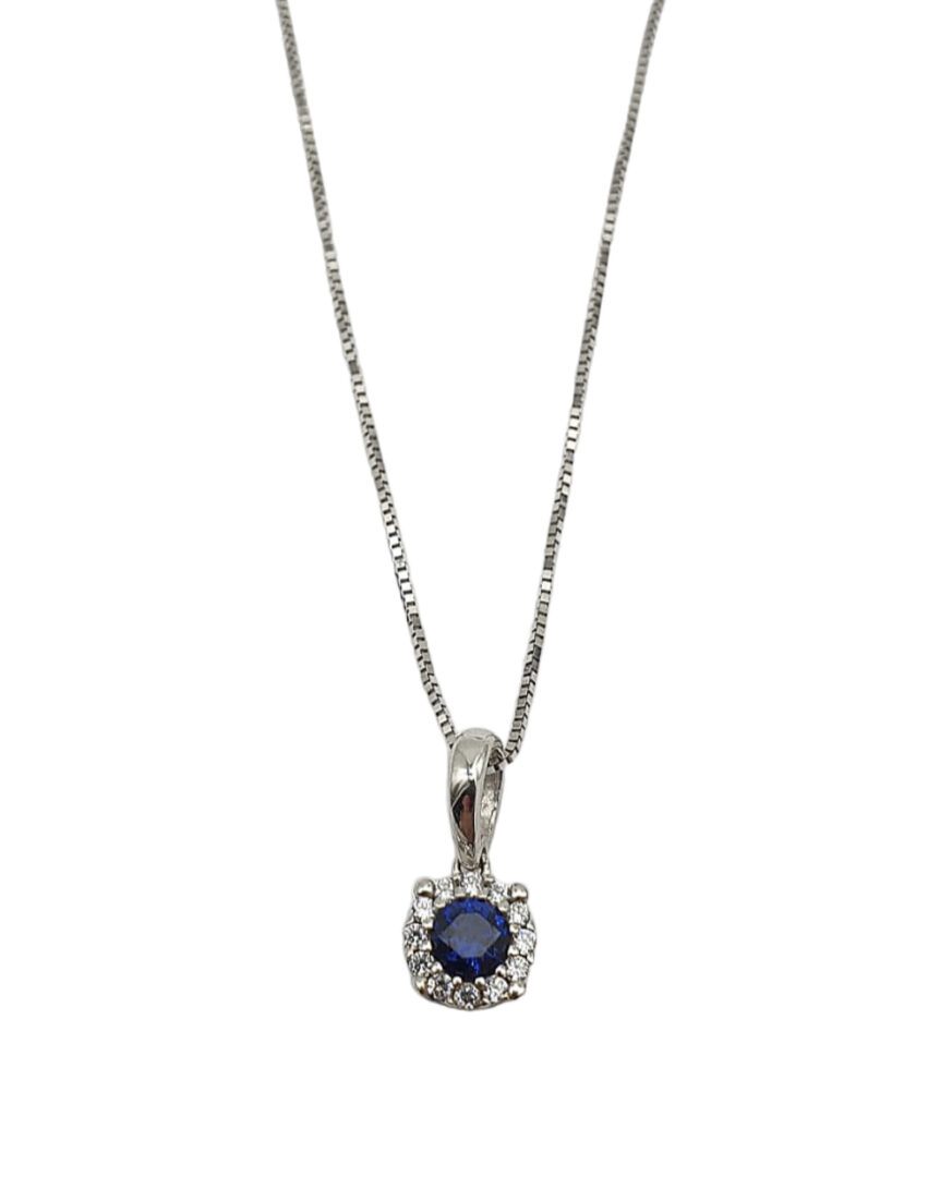Girocollo Donna Oro Bianco 750 Zirconi Bianchi e Blu