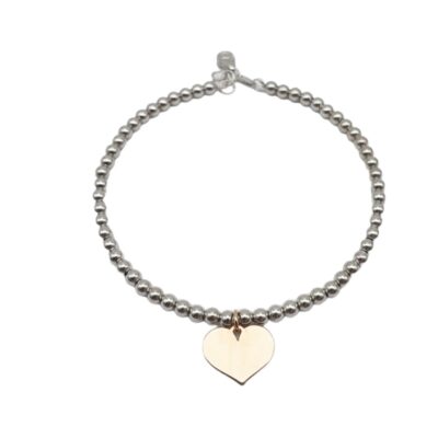 Bracciale Donna Oro Bianco e Oro Rosa 750 a Pallini con Cuore