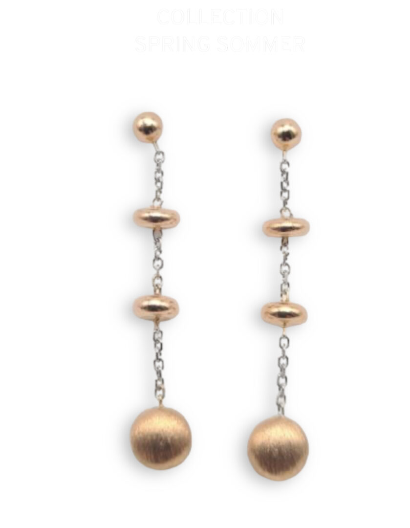 Orecchini Pendenti Donna in Oro Bianco e Rosa 750