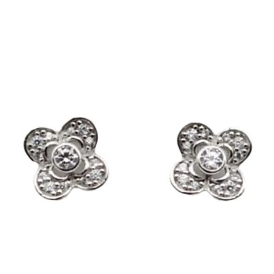 Orecchini Donna Oro Bianco 750 a Fiore