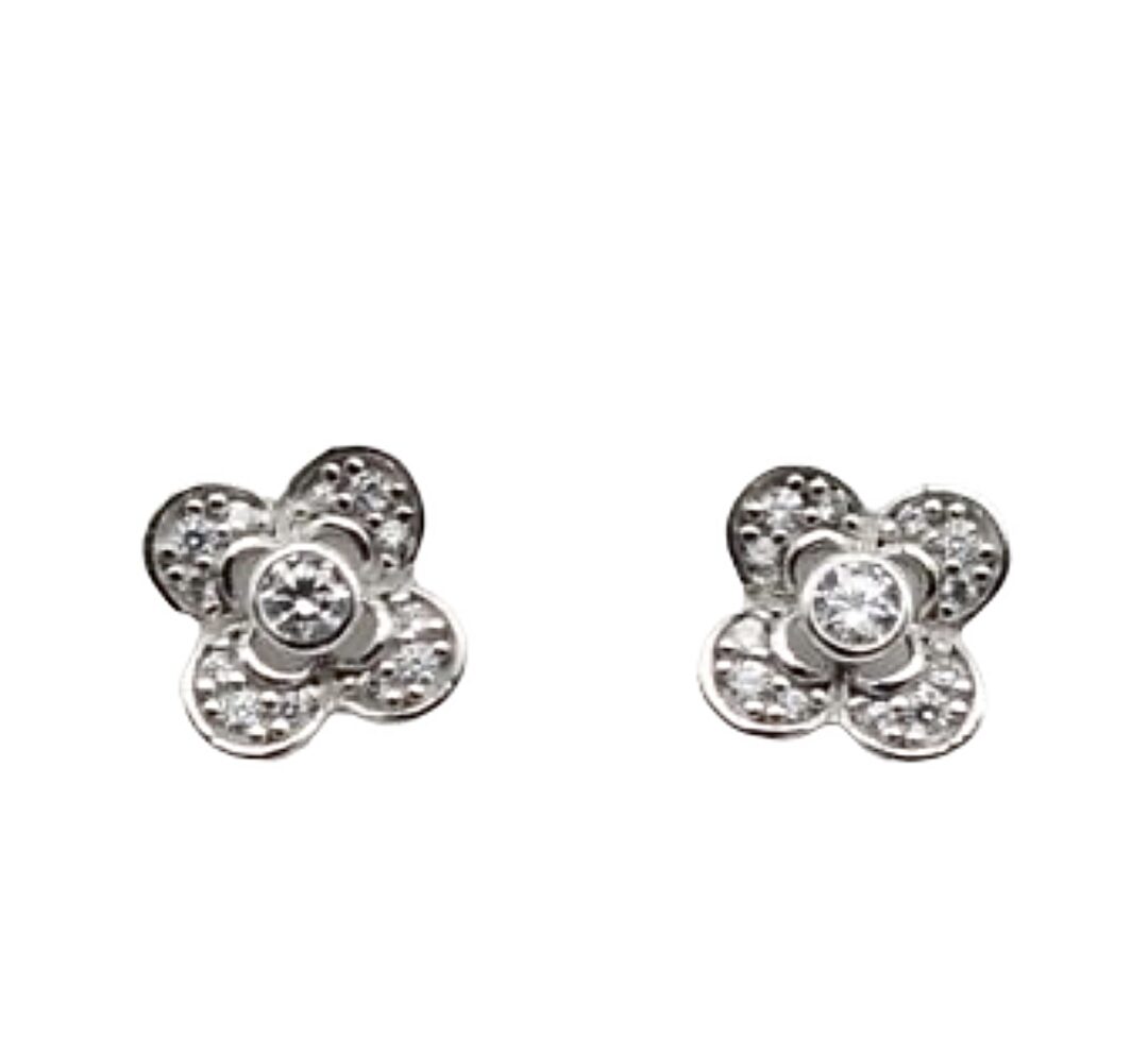 Orecchini Donna Oro Bianco 750 a Fiore