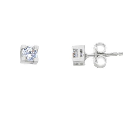 Orecchini Donna Oro Bianco 750 Punto Luce 4 mm