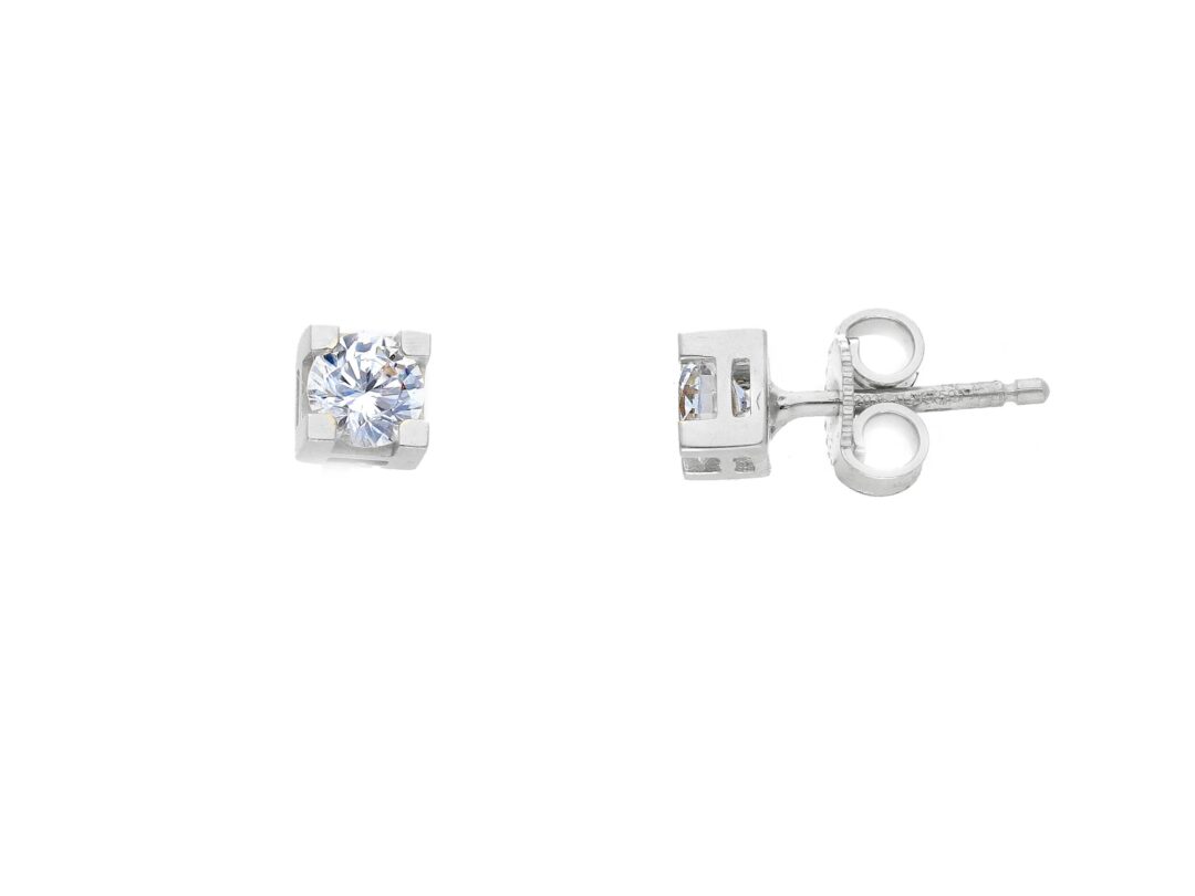 Orecchini Donna Oro Bianco 750 Punto Luce 4 mm