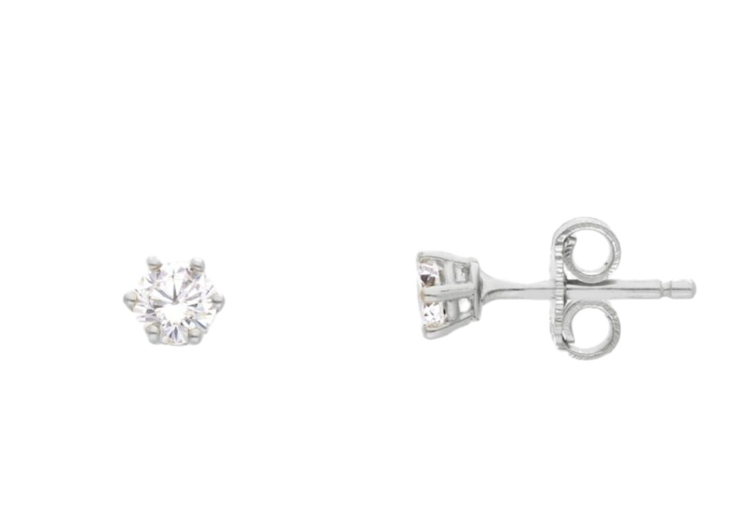 Orecchini Donna Oro Bianco 750 Punto Luce 4 mm 6 Punte