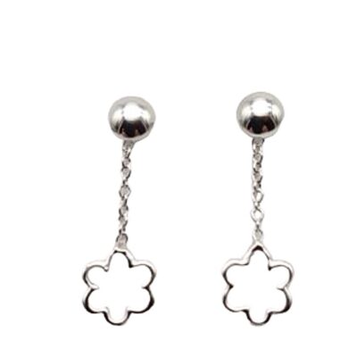Orecchini Donna Fiore Oro Bianco 750 Pendente