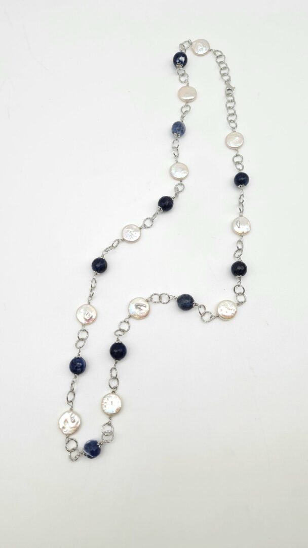 Collana Argento Perle E Sodalite - immagine 2