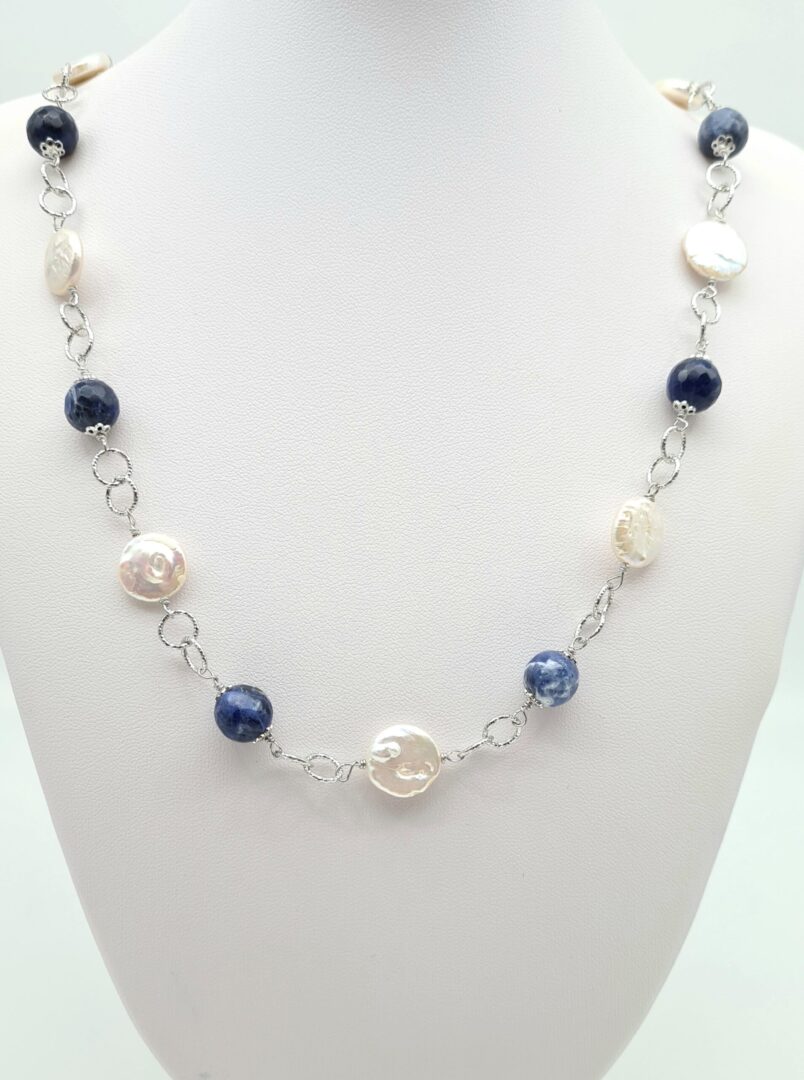 Collana Argento Perle E Sodalite