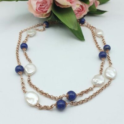 Collana Argento Perle E Lapislazzuli