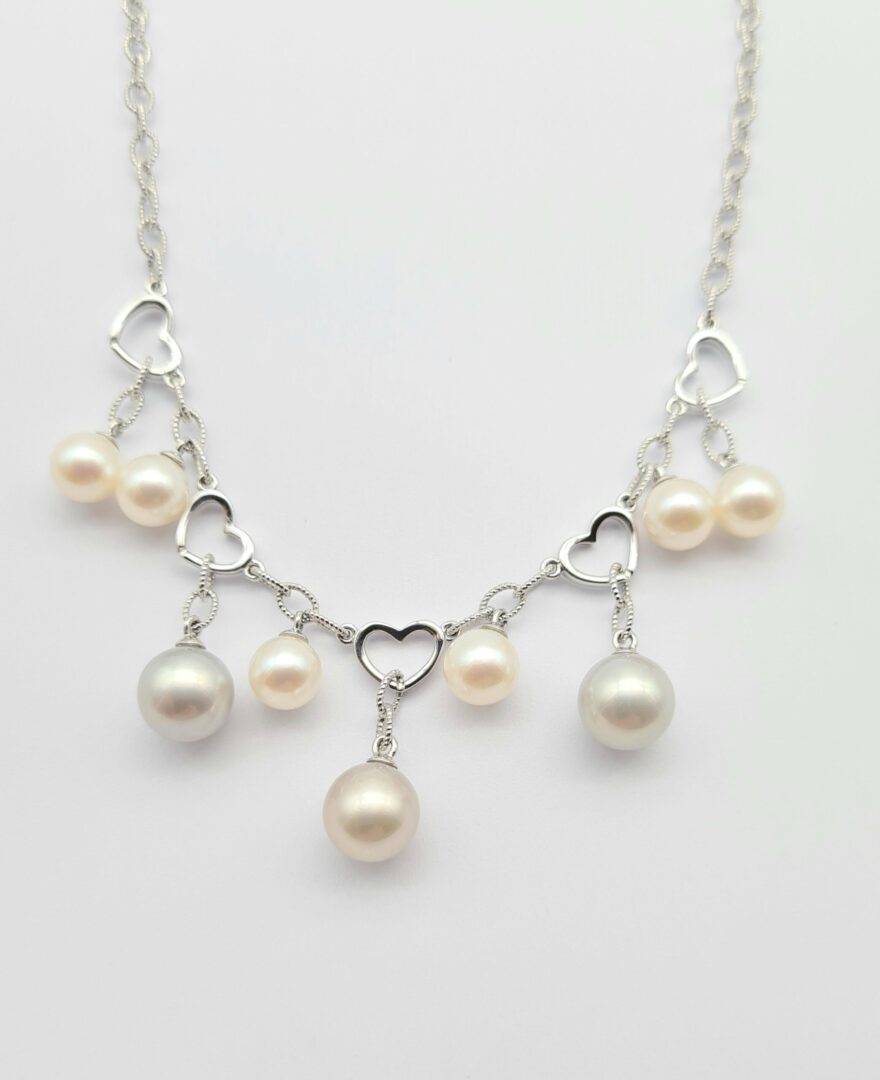 Girocollo Oro Bianco E Perle