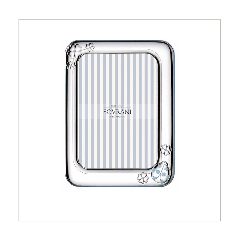 Cornice Argento Baby Coccinella Azzurro