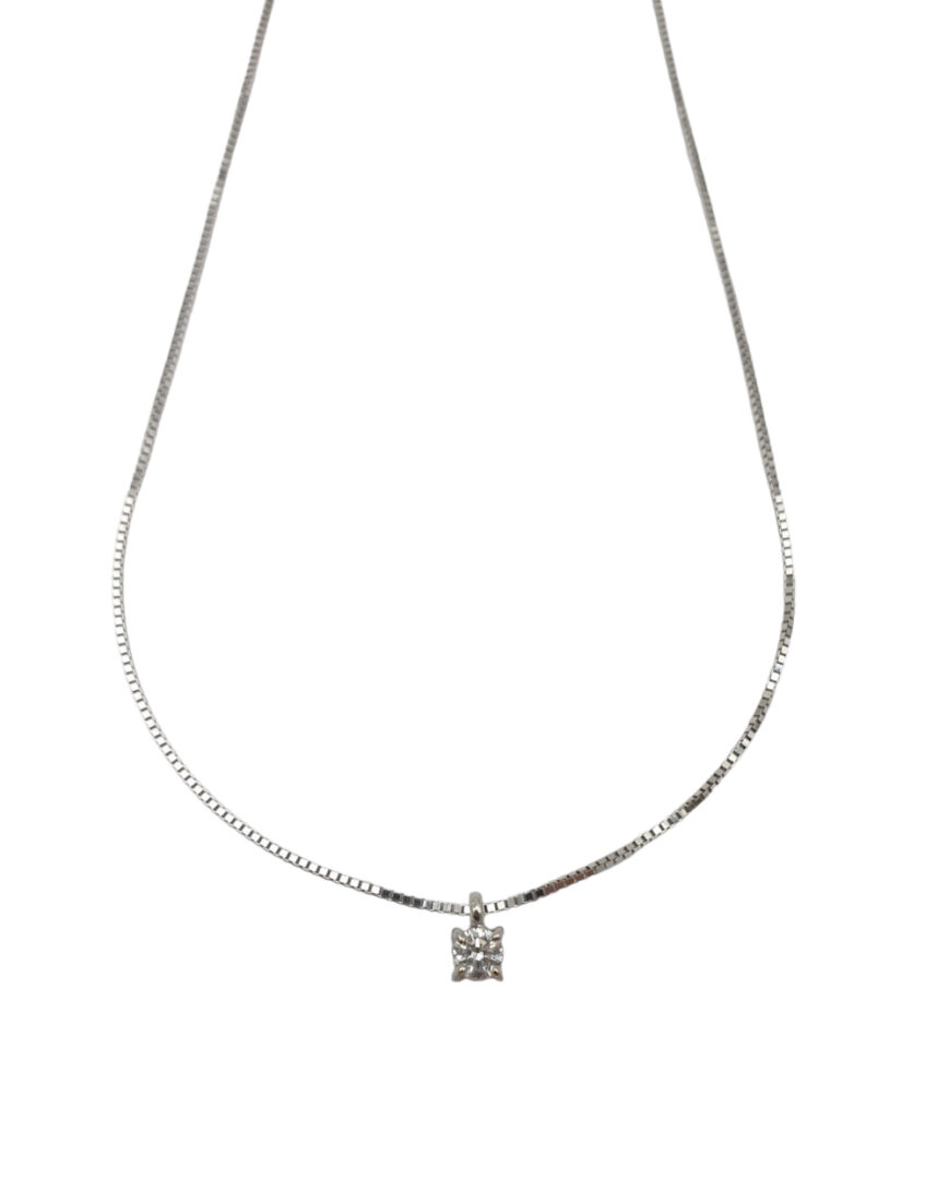 Girocollo Oro Bianco 750 Con Punto Luce Diamante