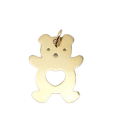 Ciondolo Orsetto Con Cuore In Oro Giallo 750