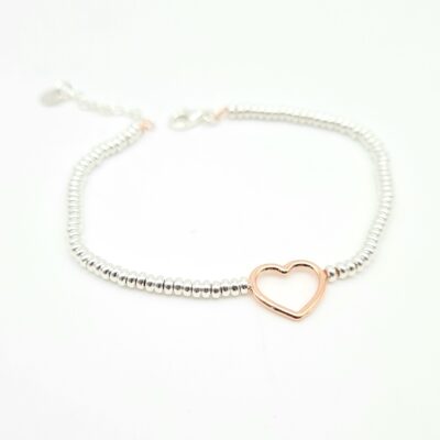 Bracciale Argento Bicolore Donna Con Cuore