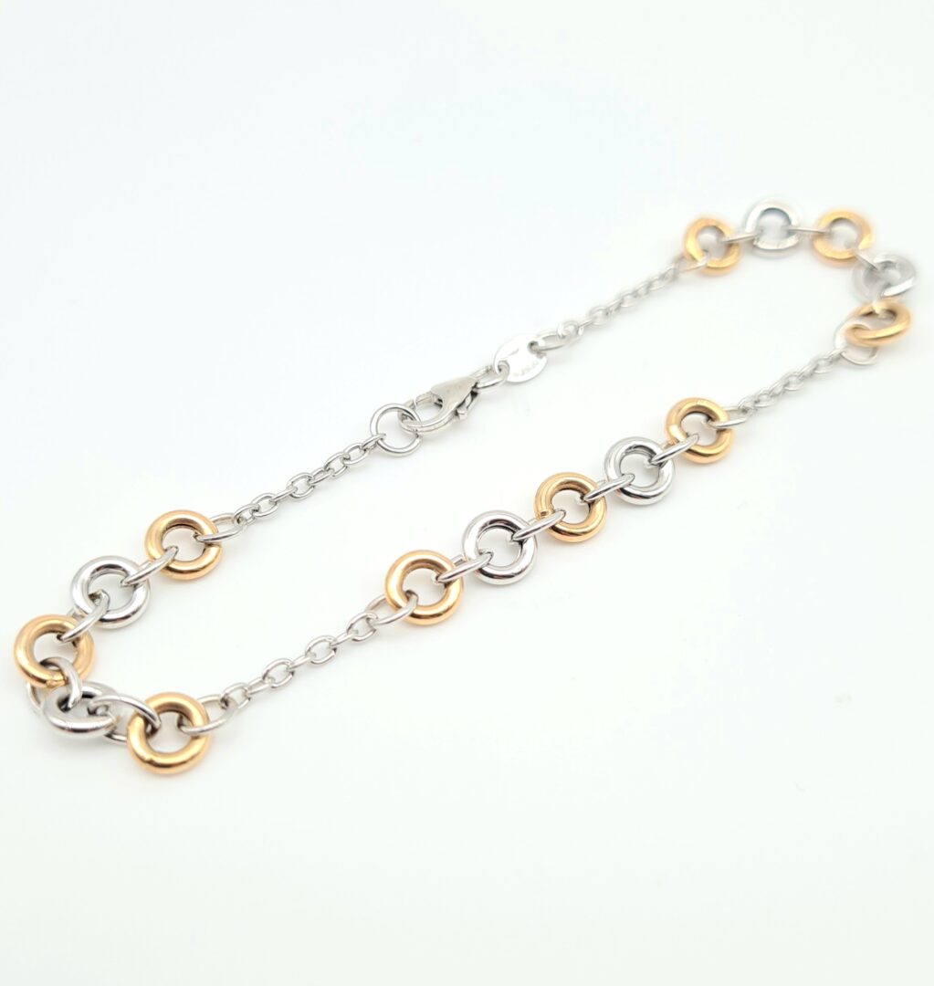 Bracciale Donna Con Cerchietti In Oro Bianco E Rosa 750