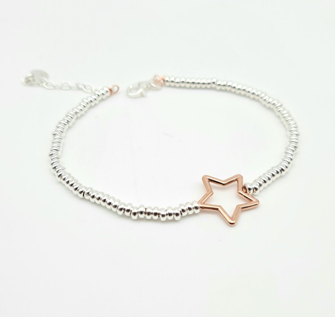 Bracciale Argento Bicolore Donna Con Stella