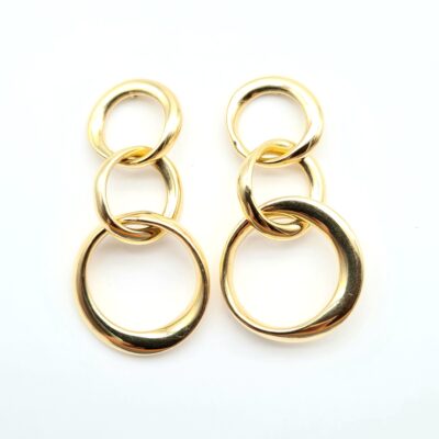 Orecchini In Oro Giallo 750 3 Cerchi Pendenti
