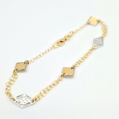 Bracciale Donna Oro 750 Bicolore Con Rombi