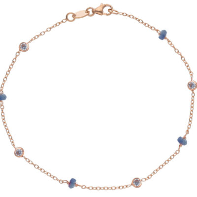 Bracciale Donna Con Zirconi Bianchi e Blu in Giallo Oro 750