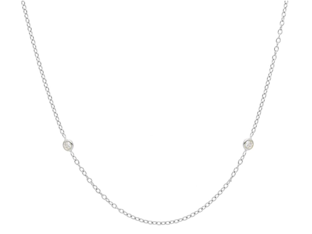 Girocollo Oro Bianco Donna Con Zirconi