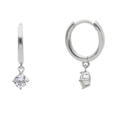 Orecchini In Oro Bianco 750 Con Zirconi Pendenti