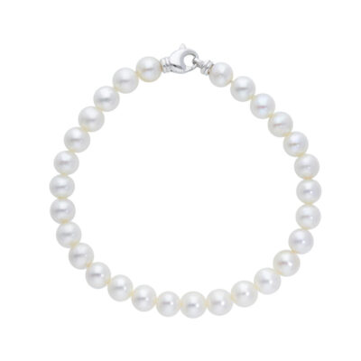 Bracciale Con Perle Bianche Fresh Water e Oro Bianco 750