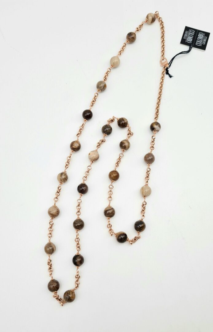 Collana In Argento Rosa E Jasper Wood - immagine 2