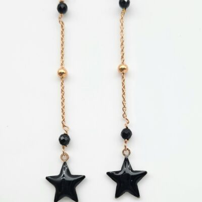 Orecchini In Argento Con Stella Nera Smaltata