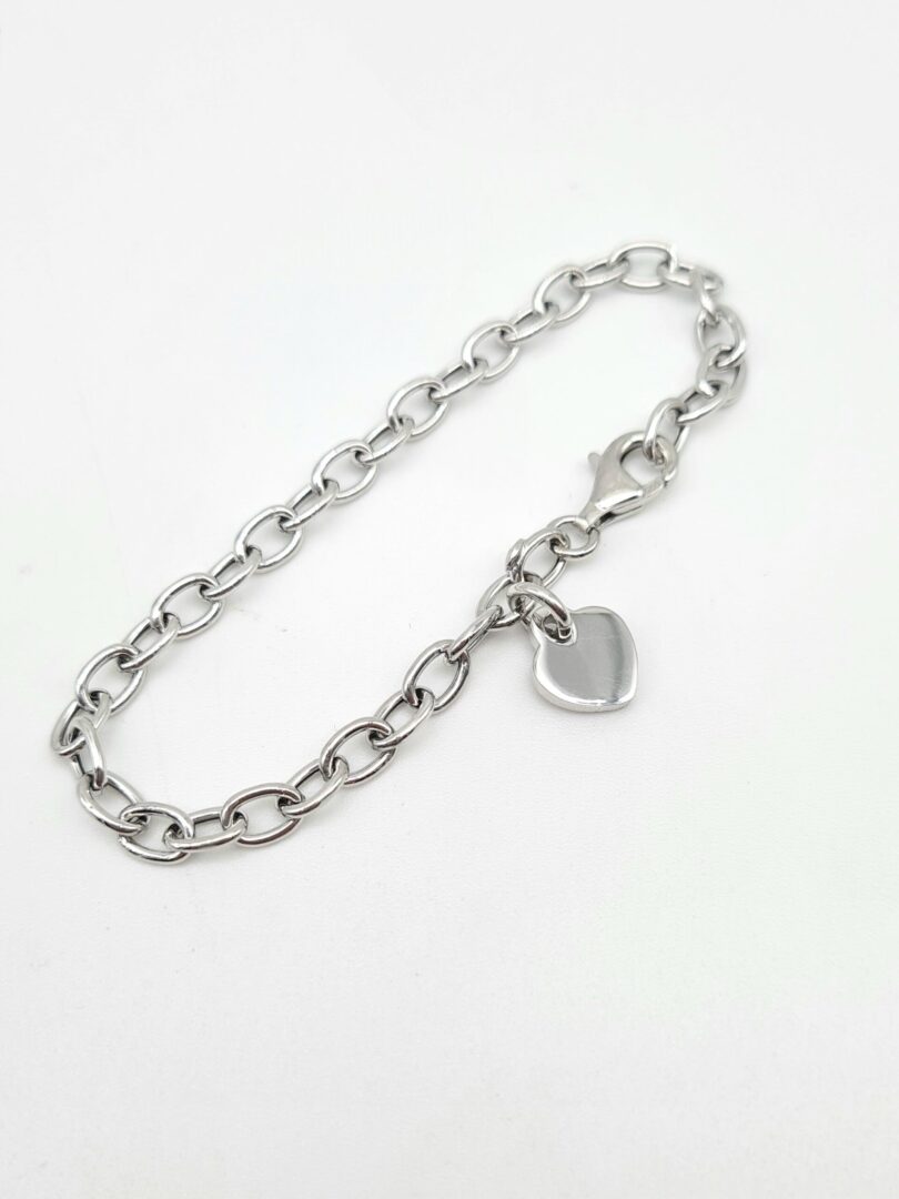 Bracciale Argento Donna Catena Rolo’ Con Cuore Pendente Piccolo