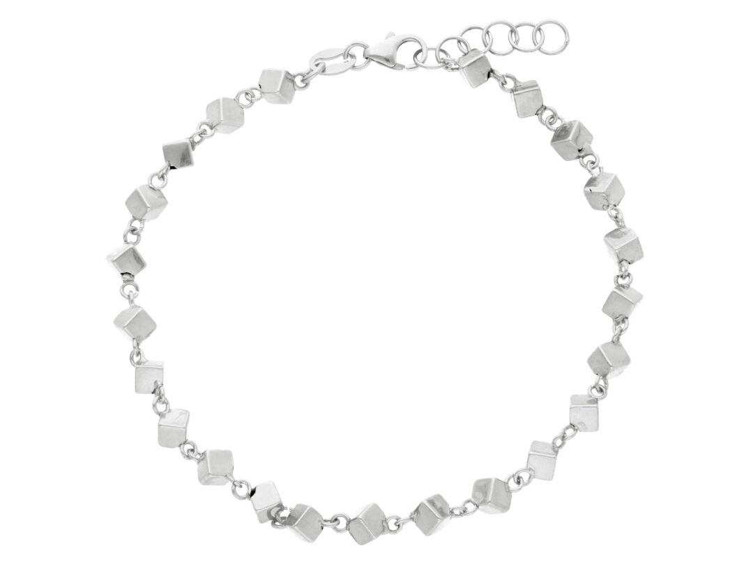 Bracciale Donna In Oro Bianco A Dadini