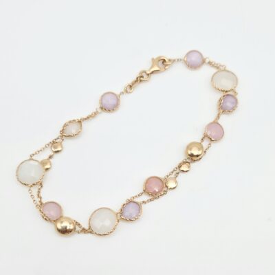 Bracciale Donna In Oro Rosa Con Madreperla E Quarzo Rosa