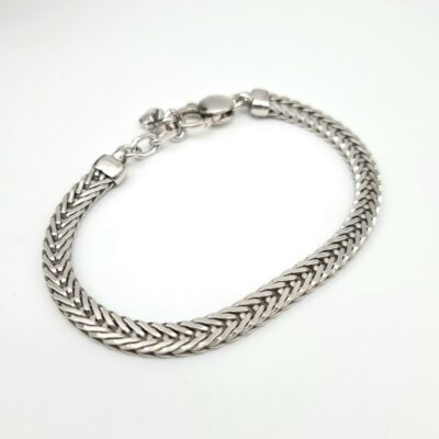 Bracciale Uomo Argento Maglia Treccia Piatta