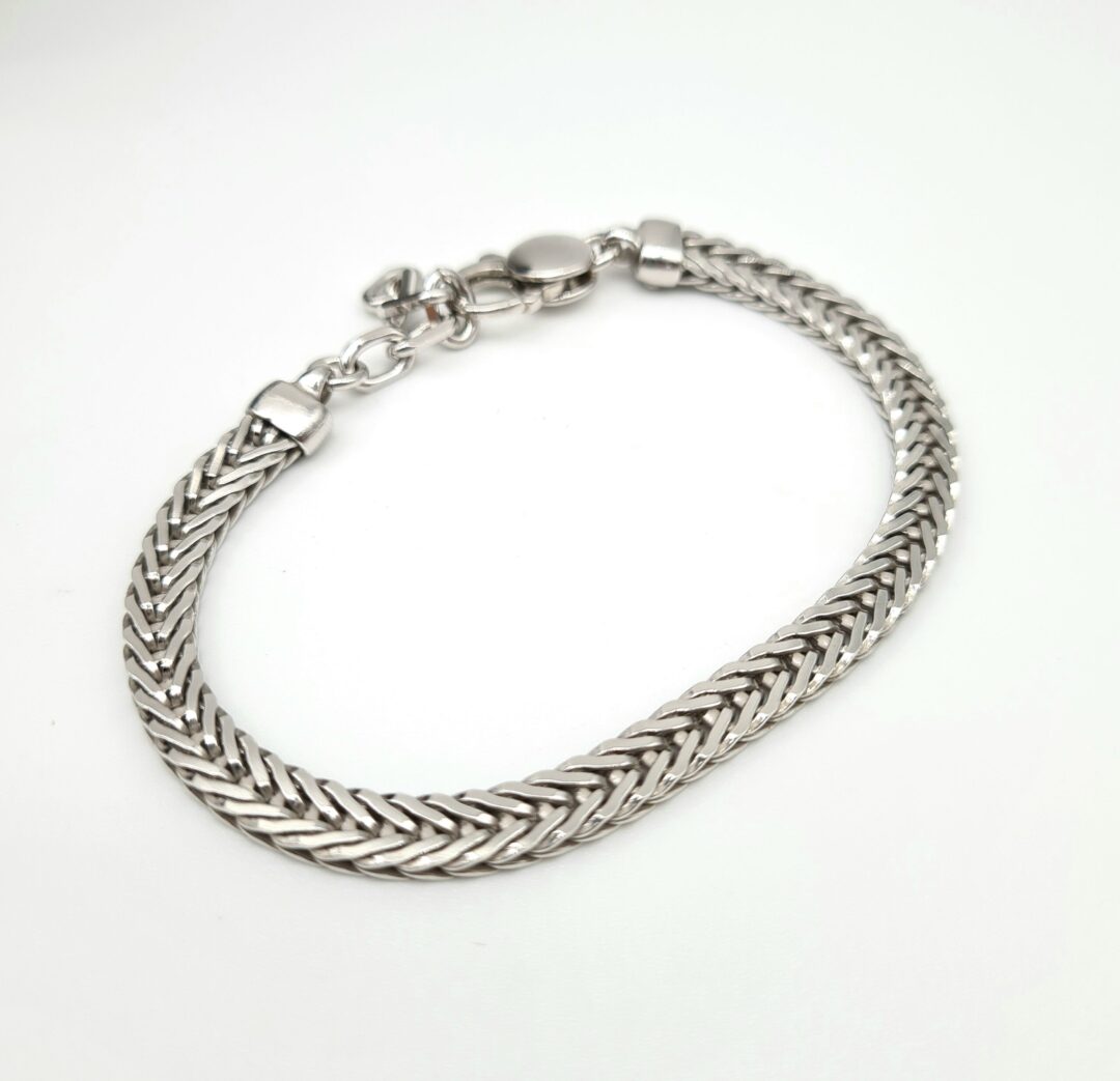 Bracciale Uomo Argento Maglia Treccia Piatta