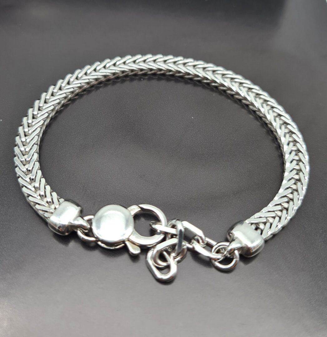 Bracciale Uomo Argento Maglia Treccia Piatta - immagine 2