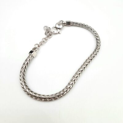 Bracciale Uomo Argento Maglia Treccia Quadrata
