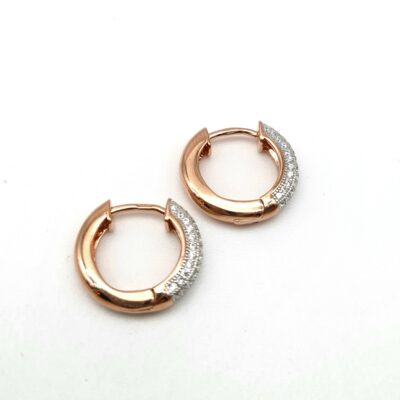 Orecchini A Cerchio In Argento Rosa Con Zirconi