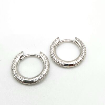 Orecchini A Cerchio In Argento Rodiato Con Zirconi