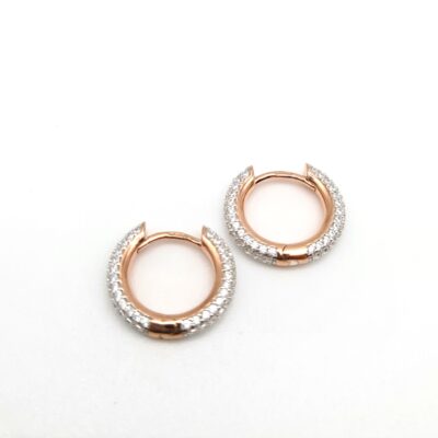 Orecchini A Cerchio In Argento Rosa Con Zirconi