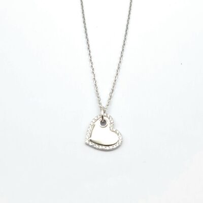 Girocollo In Argento Rodiato Cuore Con Zirconi