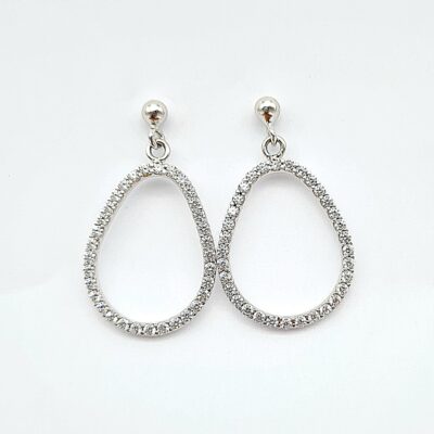 Orecchini Pendenti Donna Oro Bianco 750 Con Zirconi
