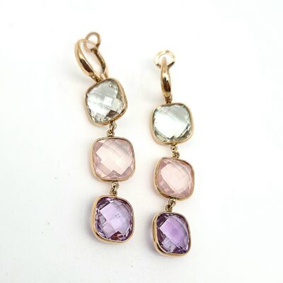 Orecchini In Oro Rosa 750 Pendenti Con Pietre