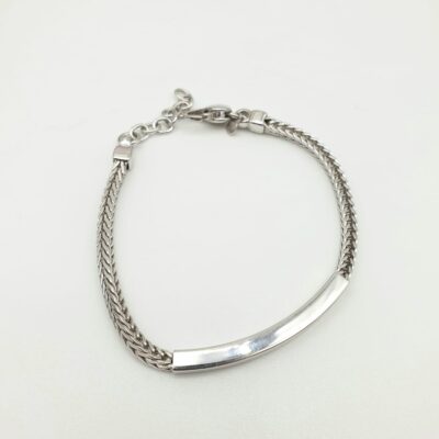 Bracciale Uomo In Argento Rodiato Con Piastra Centrale