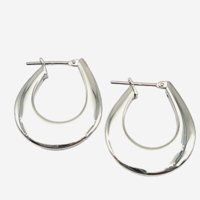 Orecchini In Oro Bianco 750 A Goccia Piatti