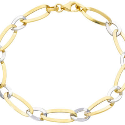 Bracciale Donna In Oro Giallo e Bianco Maglia Piatta