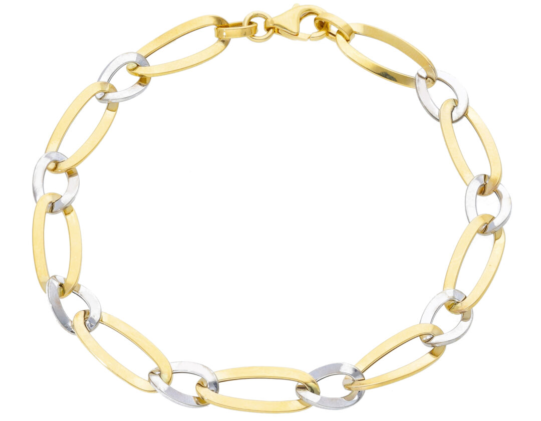 Bracciale Donna In Oro Giallo e Bianco Maglia Piatta