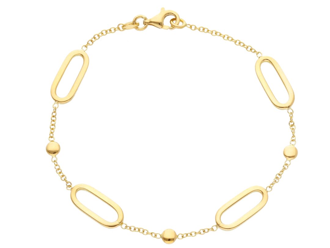 Bracciale Donna In Oro Giallo a maglie Ovali e Pallini