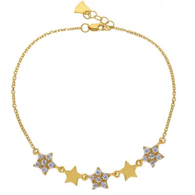 Bracciale Donna In Oro Giallo 750 con Stelline e Zirconi
