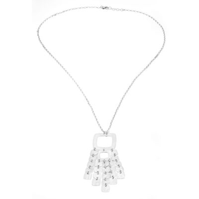 Collana Lunga In Argento Naturale Con Ciondolo con Quadrati